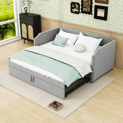 Upholstered Daybed with Pop-Up Trundle