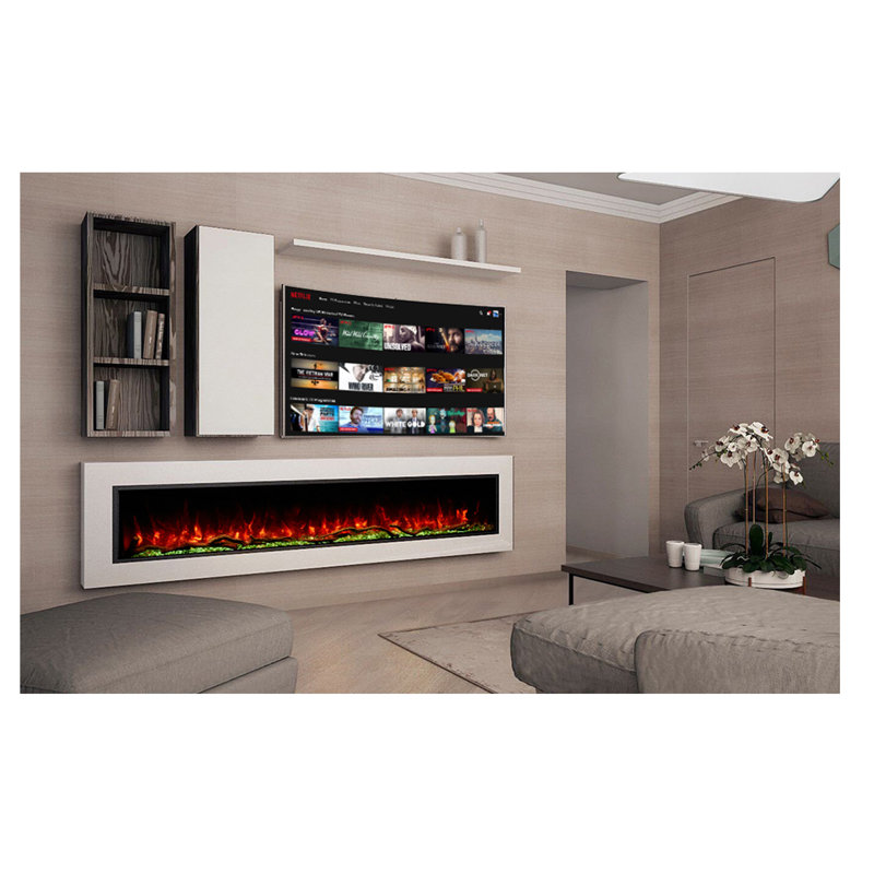 Rosalinde Wifi Enable Recessed Electric Fireplace, 23.75" H x 96.25" W x 5.5" D