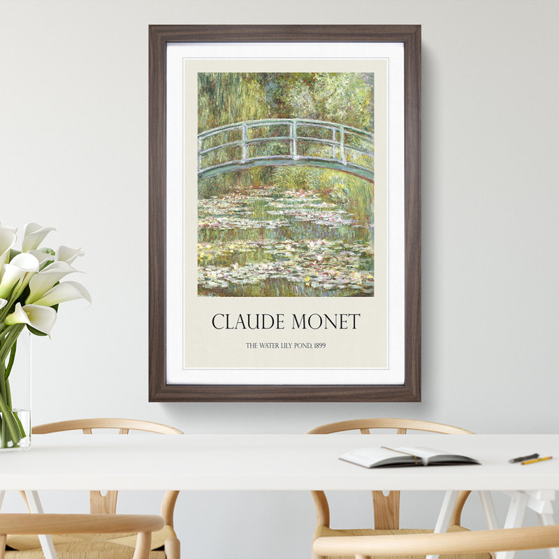 The Japanese Footbridge Vol.1 by Claude Monet - Picture Frame Painting, 65cm H x 48cm W x 2cm D, Walnut Framed
