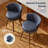 26 inch Bar Stools Set of 4 with Backs, Upholstered Blue Leather Swivel Counter Stools with Wood Legs-884832580-923339963-916282938