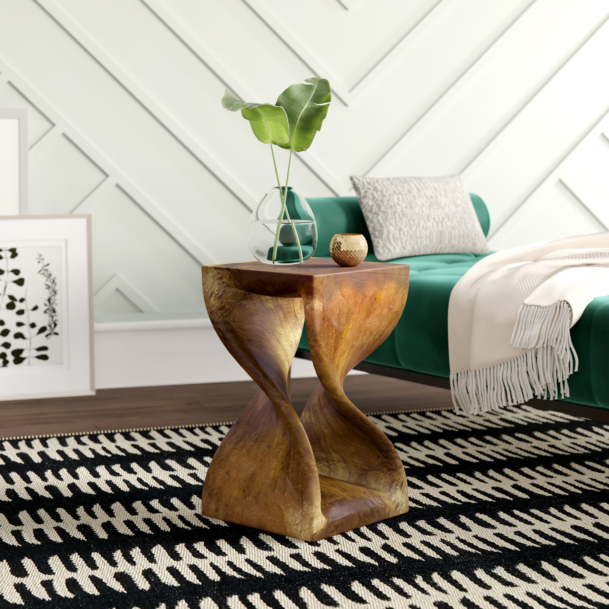 Solid wood deals abstract end table