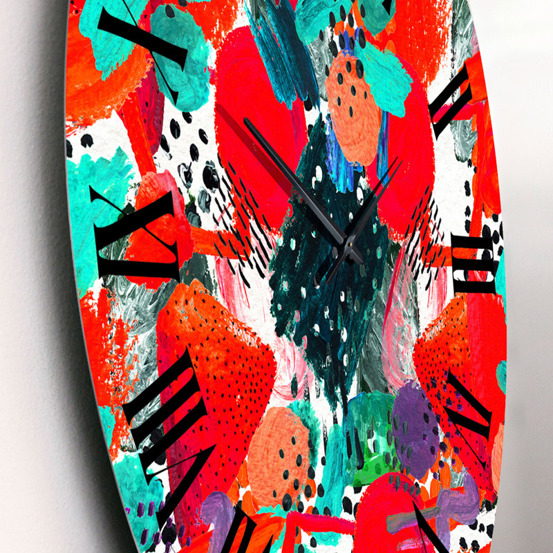 Horloge murale rouge et turquoise, Petit