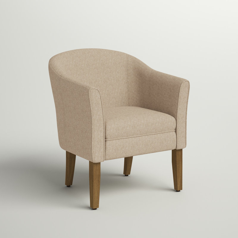 Ashland Upholstered Barrel Chair, Flax Brown 100% Polyester