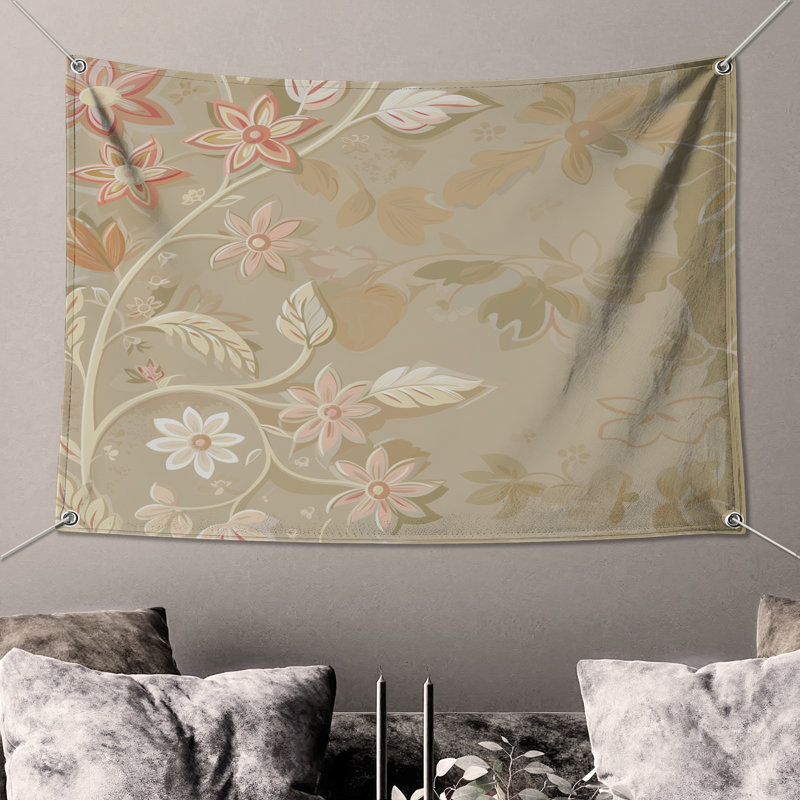 Tapisserie murale florale - Décoration murale nature, H 68 po x l 80 po avec 4 œillets