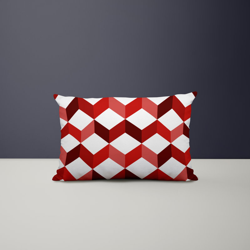 Housse et insert de coussin rectangulaire en polyester pour l'intérieur et l'extérieur, Rouge