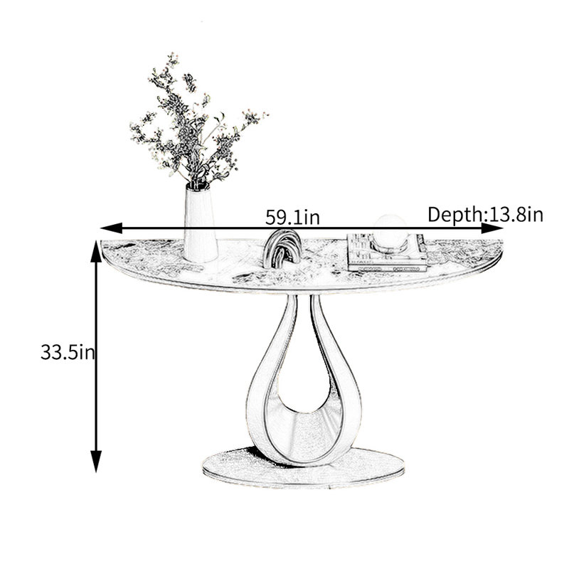 Console de luxe en acier inoxydable, H 33,5 po x l 59,1 po x P 13,8 po, Gris
