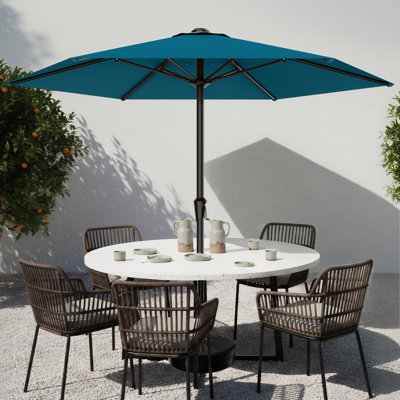  9 ft Patio Umbrella Outdoor Market Umbrella with Crank Lift,Sun Shade Cover for Garden, Deck, Poolside - Turquoise