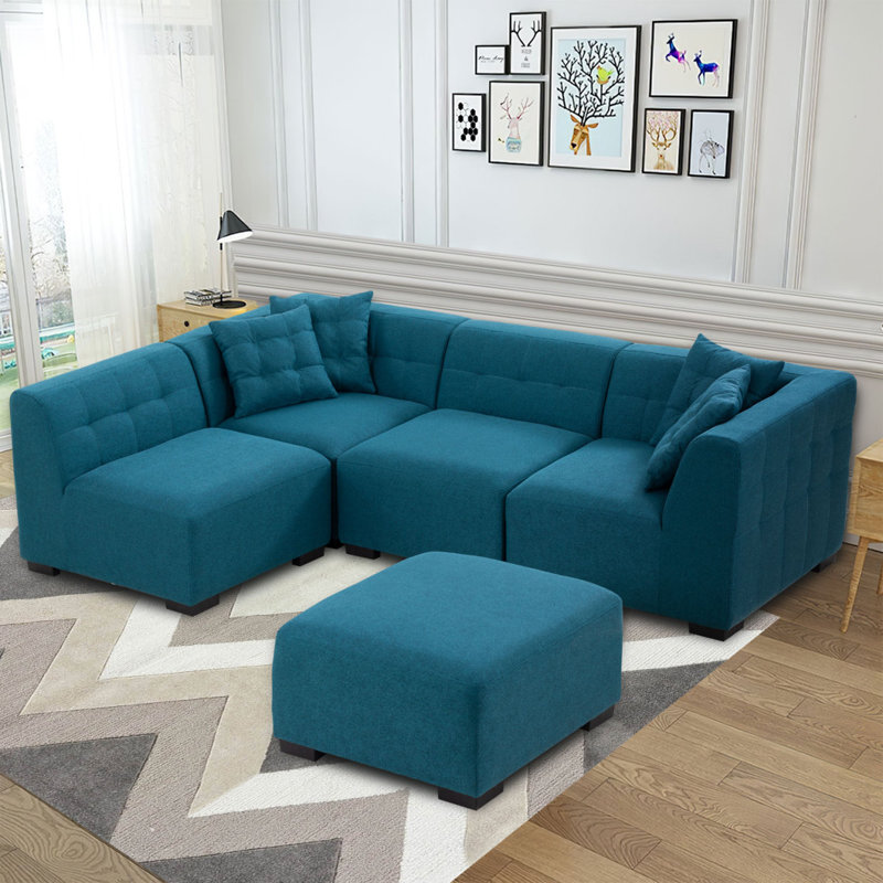 Canapé modulaire moderne avec repose-pieds amovible Modern, Vert