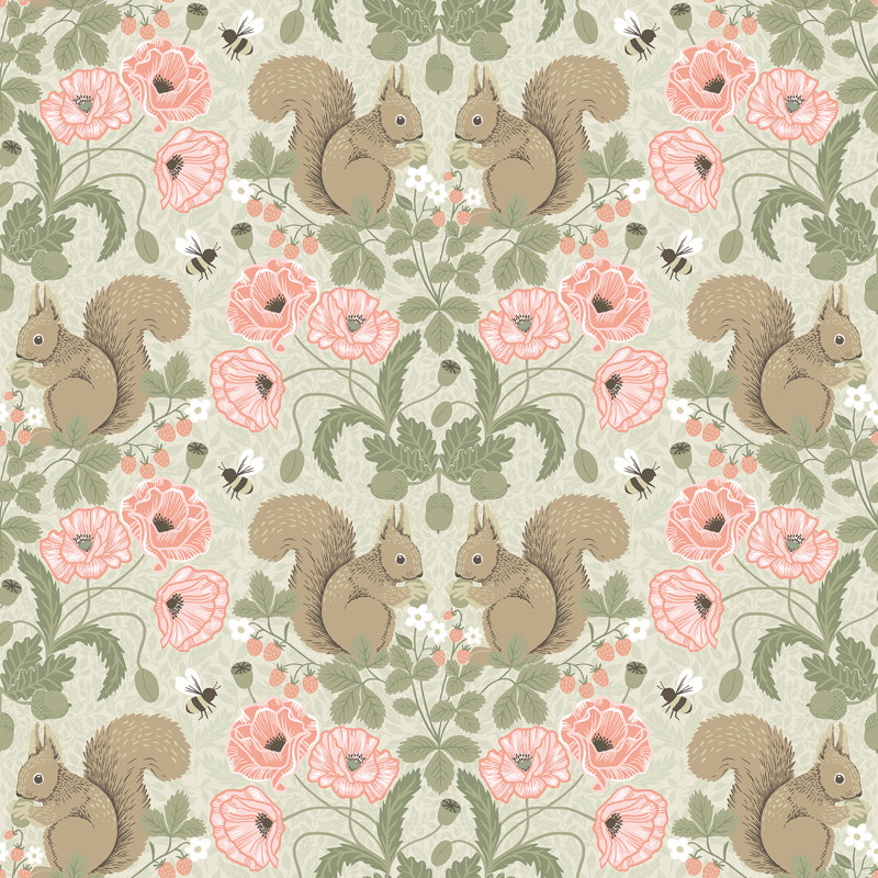 Rouleau de papier peint L 33 pi x l 20,9 po Bedina Woodland, rose taupe