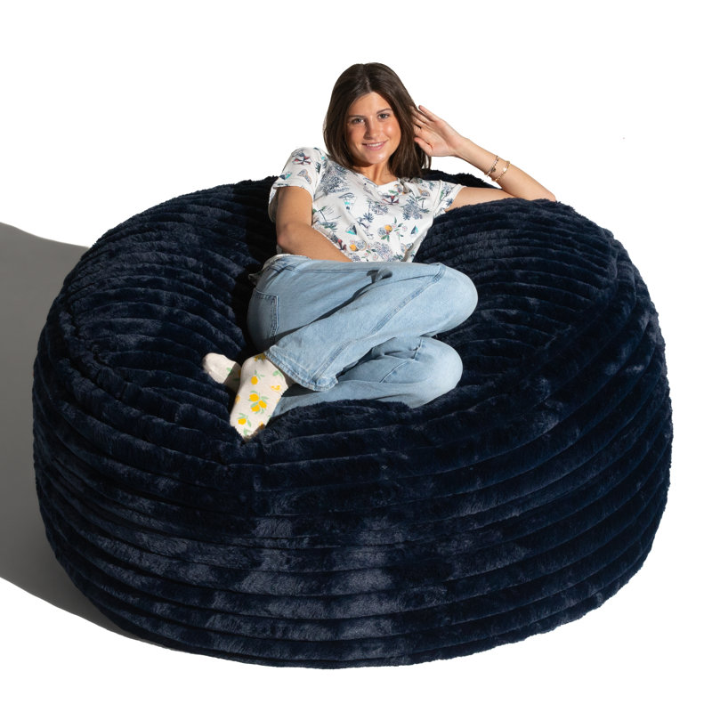 Saxx 5 Foot Large Bean Bag w/ Removable Cover, Mondo Fur, Blue