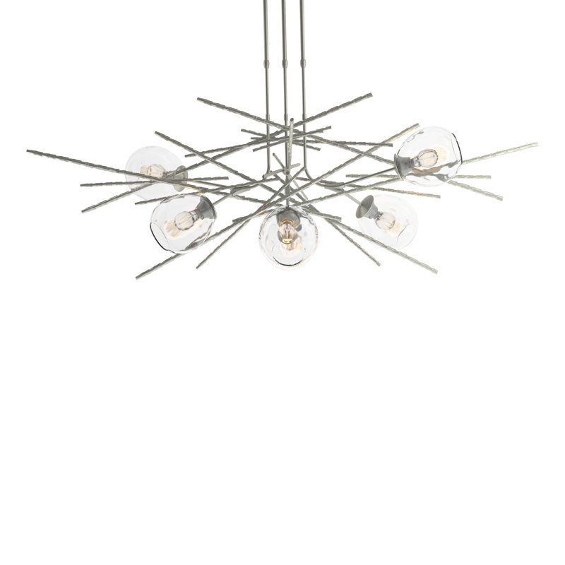 Griffin 6 - Light Sputnik Sphere Chandelier, Vintage Platinum, XLong: 32.3" to 71.3", Clear Glass