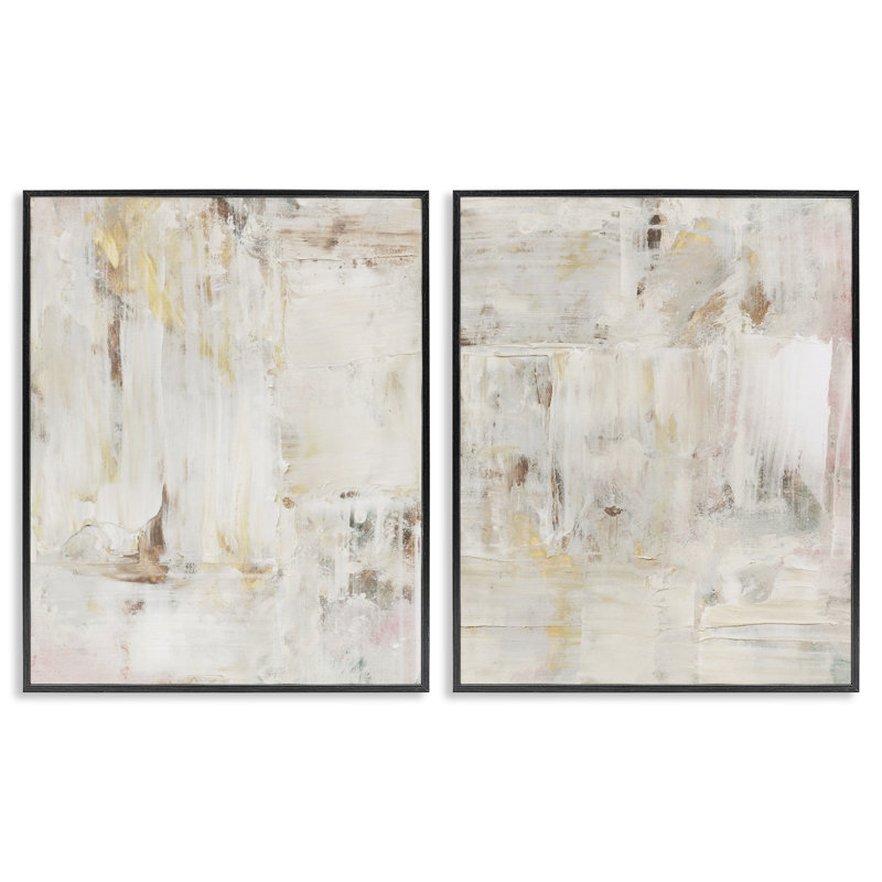 Ensemble de 2 giclées encadrées Contemporary Mute Abstracts, design par Victoria Barnes, H 20 po x l 16 po
