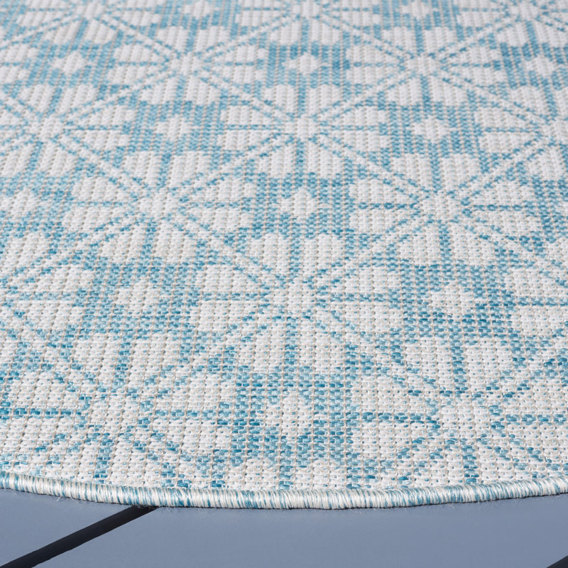 Tapis d'intérieur / extérieur à motif géométrique MSR400, Rond 6 pi 5 po