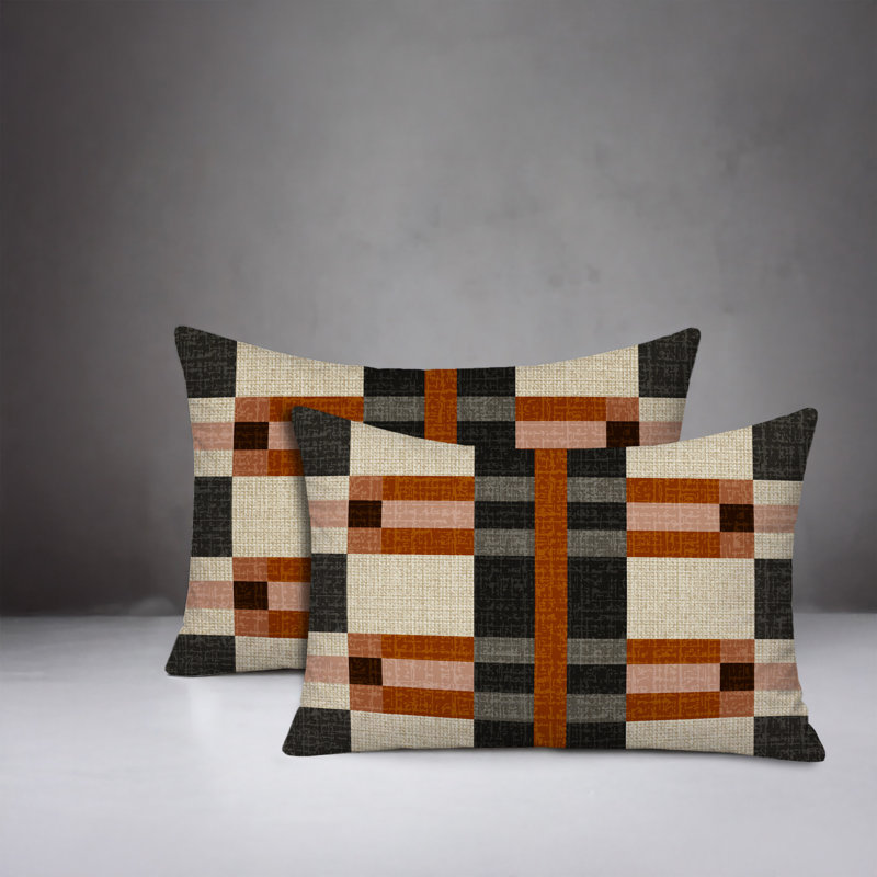 Ensemble de coussins réversibles intérieur / extérieur Joey, 25 x 18, Orange brûlé