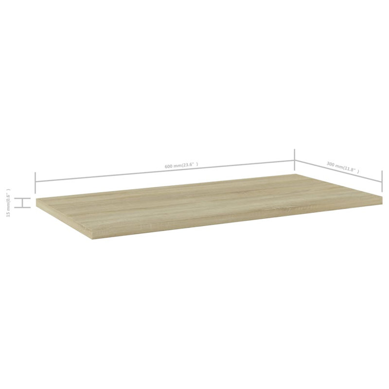 Bookshelf Boards 8 pcs Engineered Wood, Sonoma Oak, (8 Shelves) 0.59" H x 23.62" W x 11.81" D