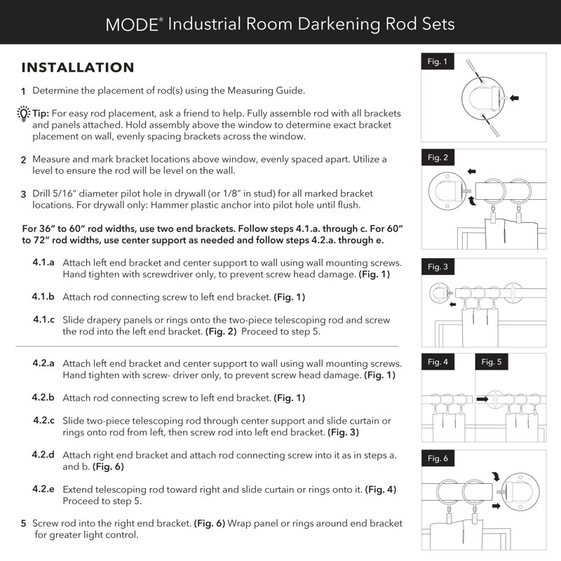 Gold Industrial Wall Mounted Curtain Rod Set with Zinc Finish