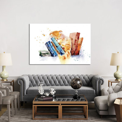 Sleeping Cat 1 Piece Wrapped Canvas Painting