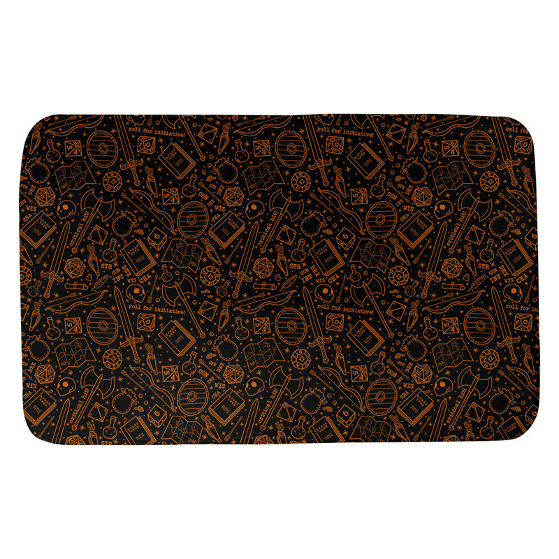 Tapis pour salle de bain rpg Leffel, l 17 po x L 24 po, Noir / Orange