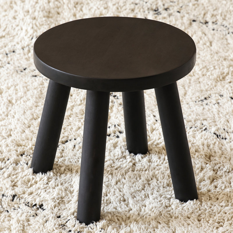 Solid Wood Accent Stool, Black