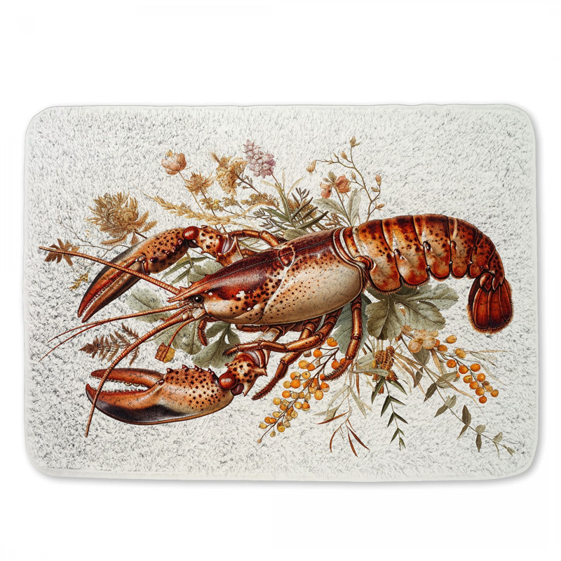 Tapis de bain homard fruits de mer décor de salle de bain nautique, L 17 po x L 24 po