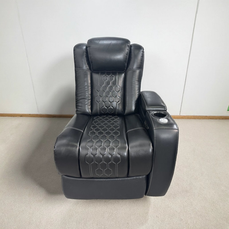 Canapé inclinable en cuir de qualité supérieure, confort moderne noir pour cinéma maison