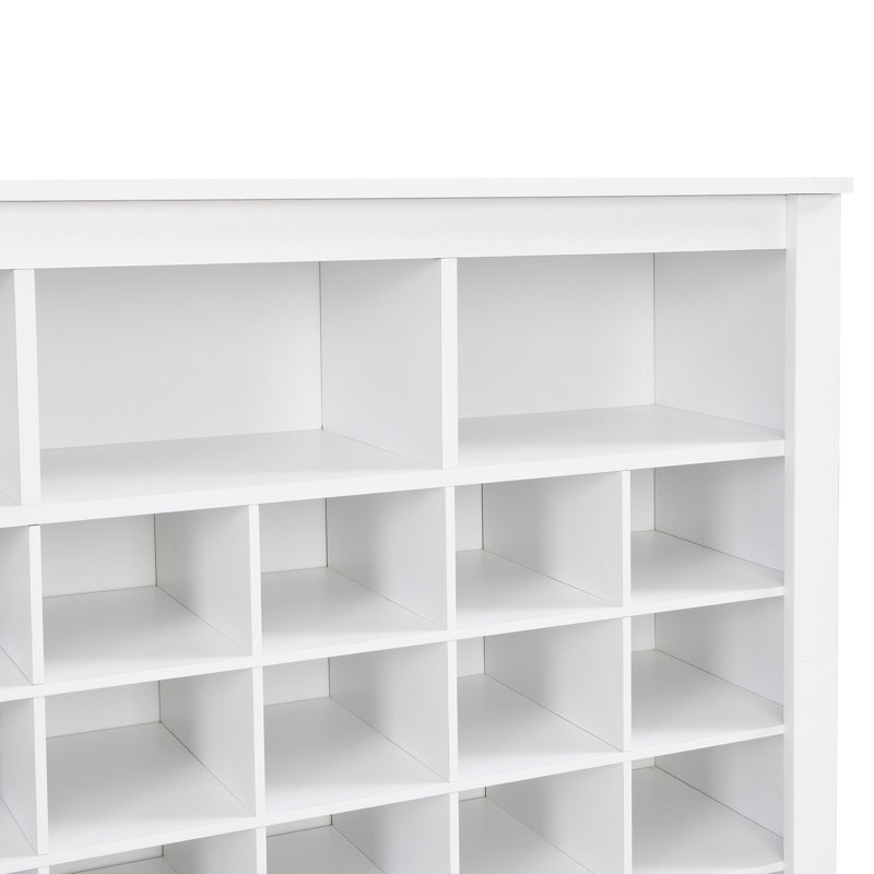 Nyra Modern 24-Shoe Cubby Cabinet with Curved Base, White