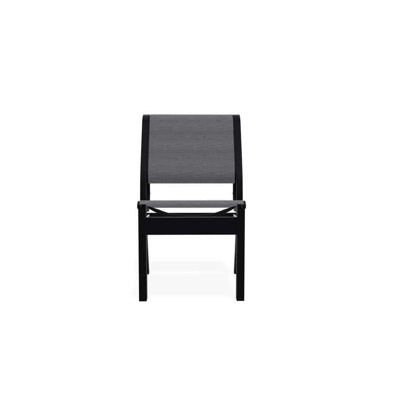 Chaise d'appoint empilable en polymère de qualité marine Leeward Sling, Étain Augustine, Noir