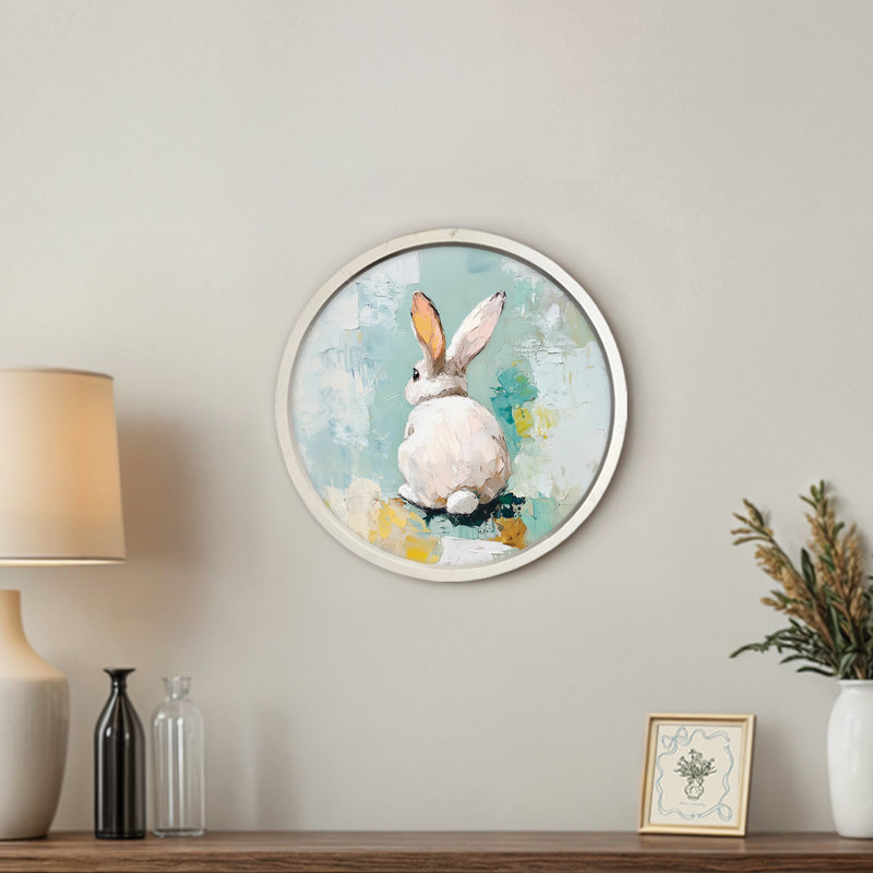 «Palette Knife Painty Bunny», reproduction encadrée, Blanc