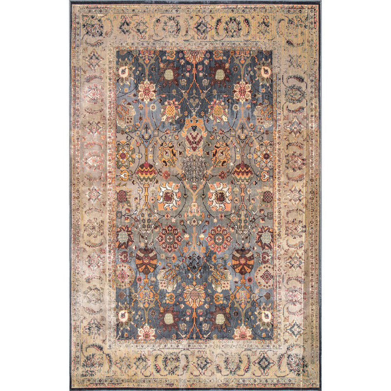 Tapis bleu / brun Alamo, Rectangle 5 pi 3 po x 7 pi 8 po