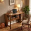 Bureau d'ordinateur pliant en bambou avec rangement caché pour petits espaces, noyer-1686608583-1686608586