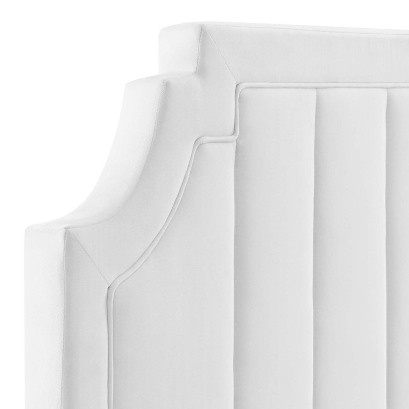 Upholstered Velvet Panel Headboard, King/California King, White