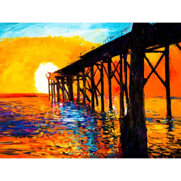 sunset pier painting