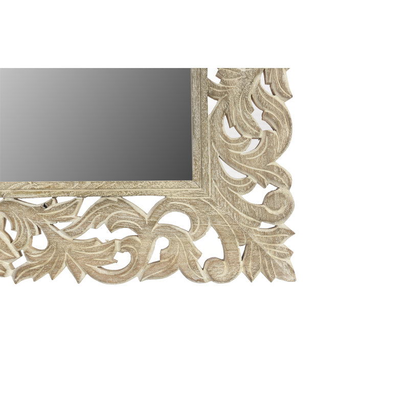 Harleen Solid Wood Flat Mirror, Limestone Beige