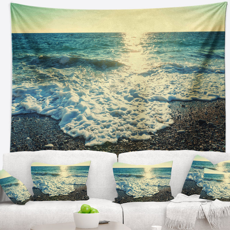 Tapisserie de mer, vagues bleues spectaculaires, H 32 po x l 39 po