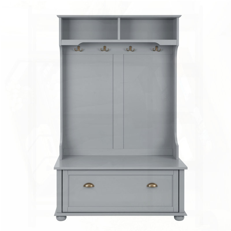 Modern Classic Hall Tree with Shoe Rack and Coat Hooks