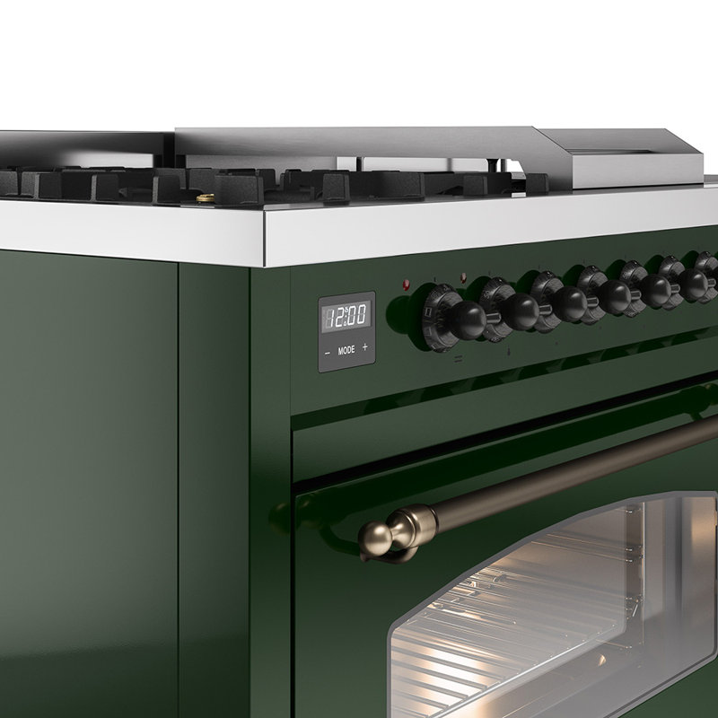 ILVE Nostalgie II Series 48 inch Dual Fuel Range with 5 Sealed Burners, Griddle, Frenchtop (Glass Door), Liquid Propane