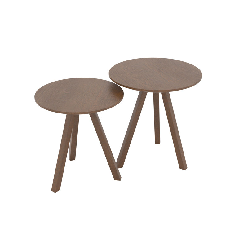 Tables gigognes en bois de frêne, H 17 po x l 16 po x P 16 po, Sapelli