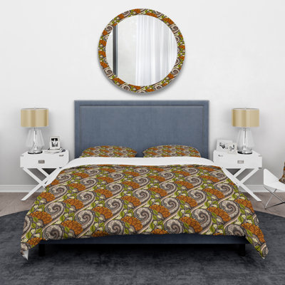 Ensemble de housse de couette en microfibre vert / brun / gris Philipe