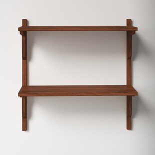 Kate and Laurel Alta Modern Wall Shelf with Hooks, 36 x 5 x 5, Walnut  Brown, Decorative Entryway Shelf with 5 Hanging Hooks