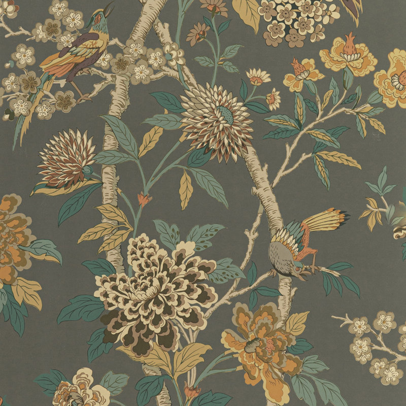 32.99' L x 27.56" W Smooth Wallpaper Roll, Charcoal/Sienna