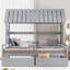 Lit plateforme simple avec deux tiroirs, combinaison de 2 lits simples côte à côte (lit)-1435226195