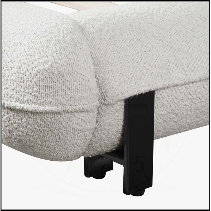 Structure de lit rembourrée avec tissu bouclé, pieds en acier et tête de lit épaisse pour un confort ultime, Grand