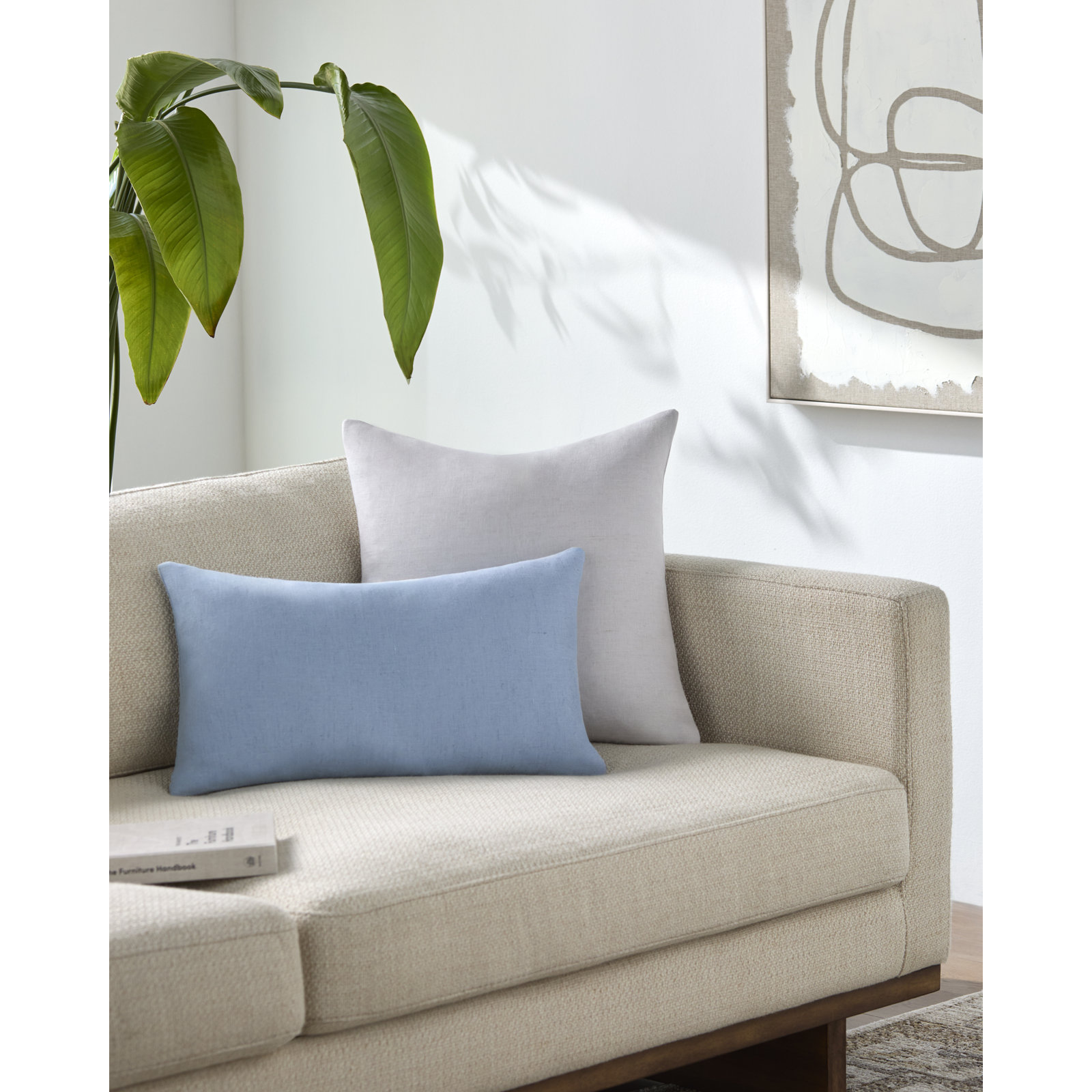 Lanie Linen Pillow Cover, Blue, Rectangle 12"H x 21"W