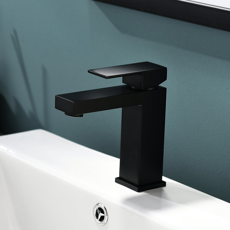 Robinet d'évier noir brossé - pour salle de bain et surface facile à nettoyer