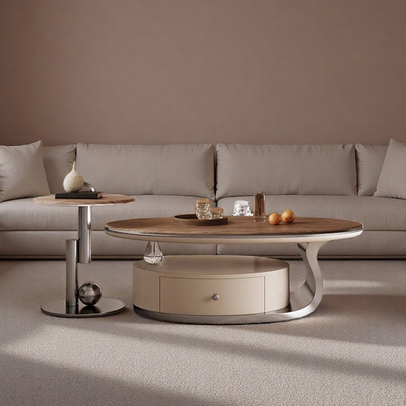 Table basse ovale de luxe, H 16,5 po x L 55,1 po x l 31,5 po