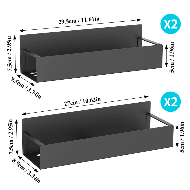 Ensemble de 4 étagères de rangement en métal pour réfrigérateur, Noir
