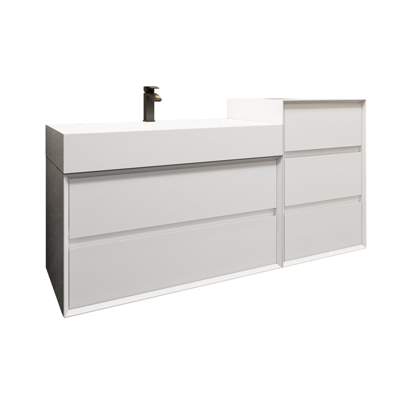 Albizu 55" Wall-Mounted Single Bathroom Vanity, White