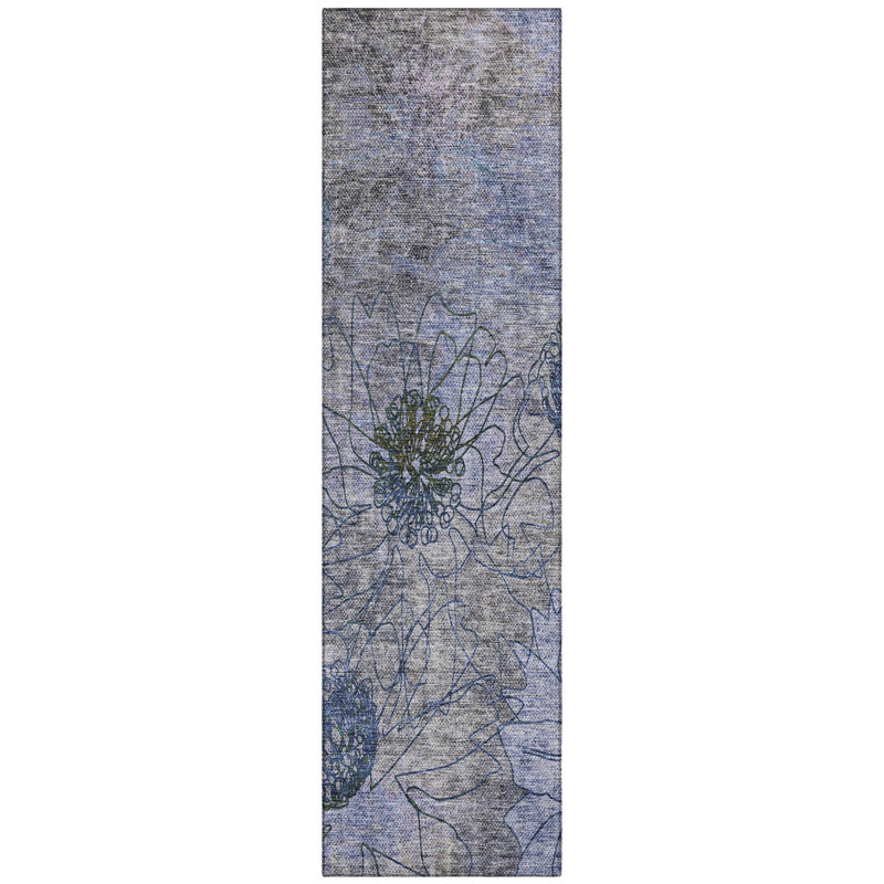 Machine Washable Indoor/Outdoor Leavittsburg ACN2235 Floral Rug, Runner 2'3" x 7'6"