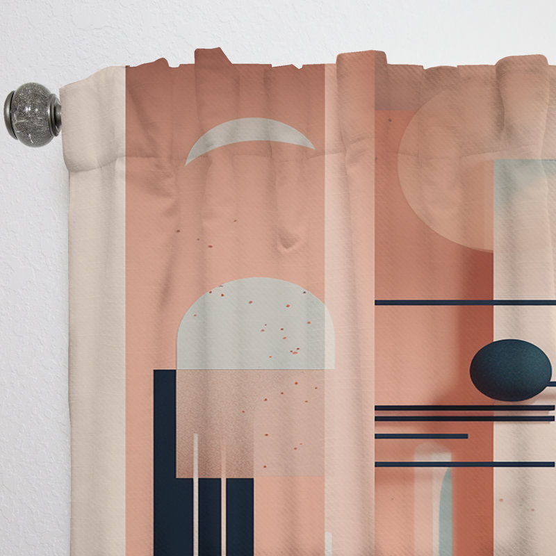 Satler - bleu doux et rose Mid Century Art III - rideau moderne - velours obscurcissant - 1 panneau, L 52 po x L 95 po