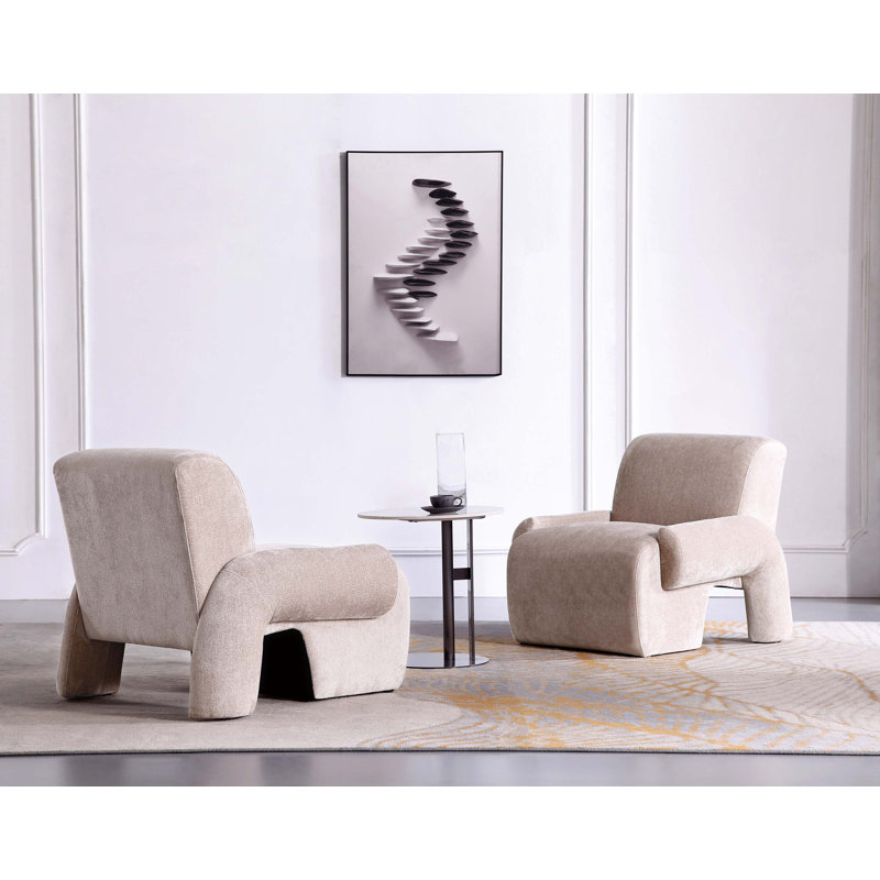 Chaise d'appoint rembourrée en chenille Verandah, Chenille beige Rosaleena